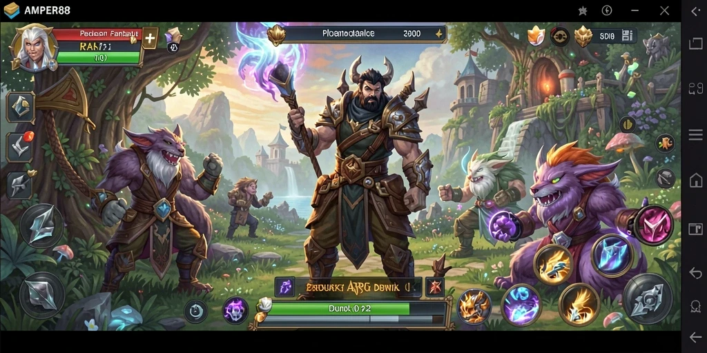Tangkapan layar gameplay <strong>AMPER88</strong> menampilkan aksi pertarungan yang seru.