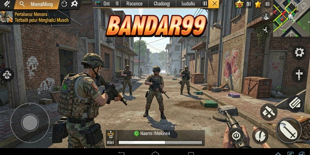 Tampilan gameplay menegangkan dari BANDAR99 dalam misi defense tower.
