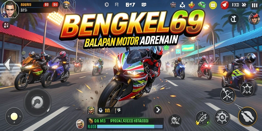 Tampilan penuh aksi dari balapan motor di BENGKEL69.