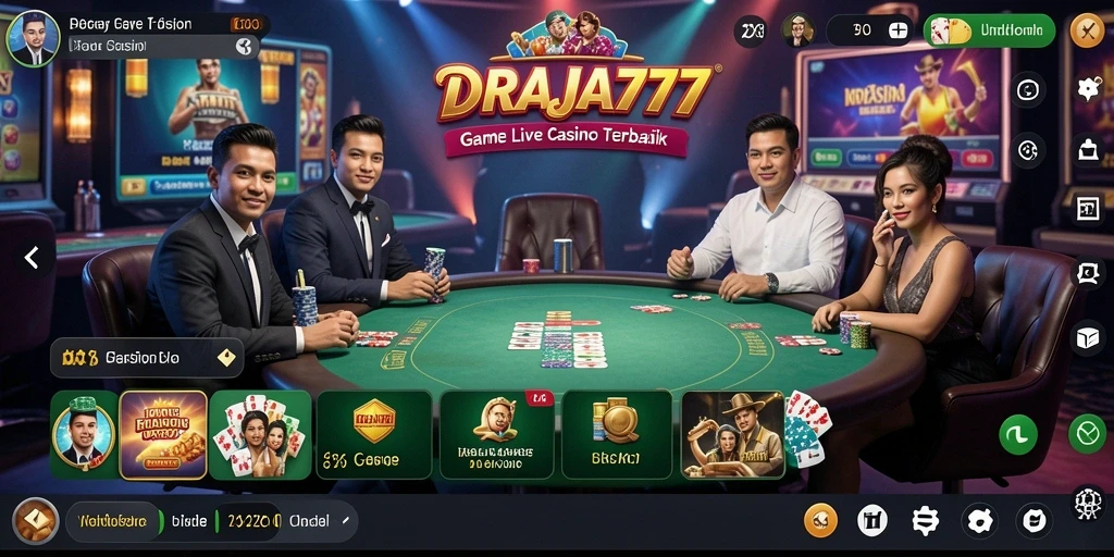 Screenshot permainan Live Casino DRAJA777 dengan dealer langsung.