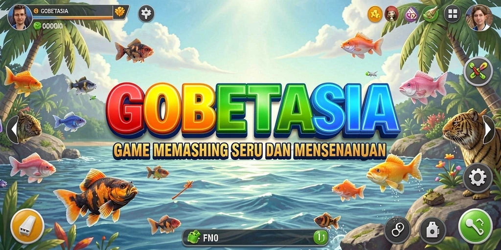 Gameplay GOBETASIA yang seru saat memancing ikan.