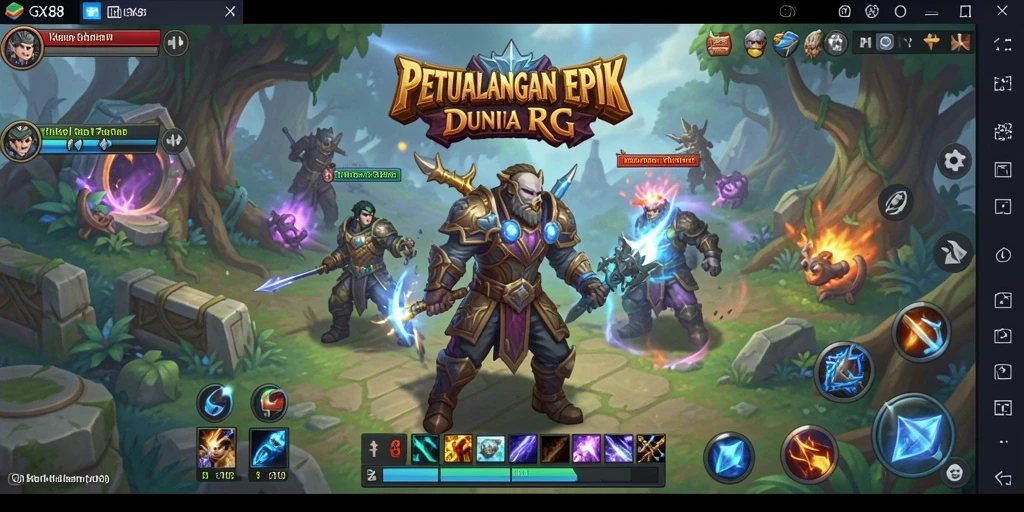 Screenshot menunjukkan adegan pertempuran seru di dunia GX88.