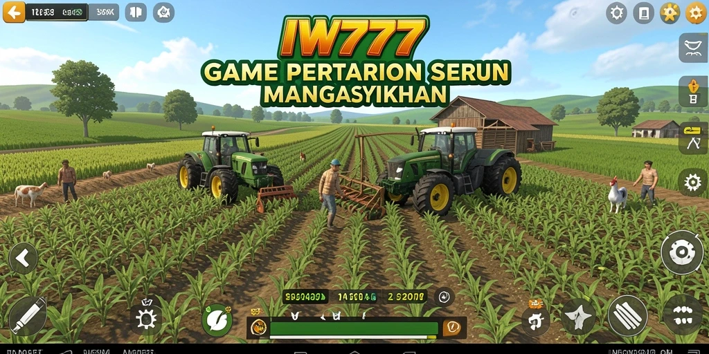 Tampilan gameplay IW777 dengan aktivitas bertani yang seru dan interaktif.