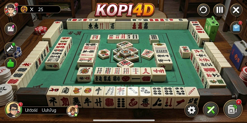 Screenshot utama KOPI4D menampilkan gameplay Mahjong yang mendebarkan.