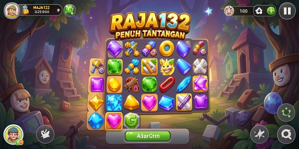 Tampilan gameplay seru dari RAJA132 dengan warna-warni ceria.