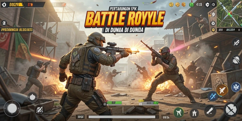 Screenshot gameplay RP62RP dalam aksi pertarungan Battle Royale.