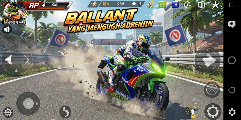 Tampilan gameplay seru RPVIP4 di lintasan balap.