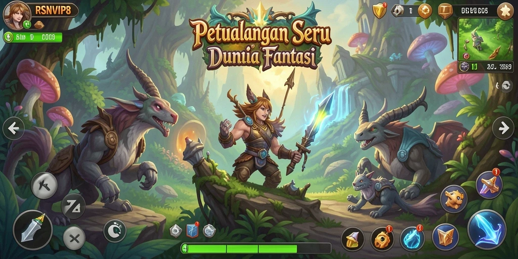 Screenshot RSNVIP8 menampilkan aksi seru petualangan penuh warna.